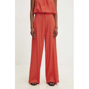 Answear Lab pantaloni de in culoarea portocaliu, lat, high waist