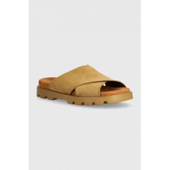 Camper papuci din piele Brutus Sandal femei, culoarea maro, cu platforma, K201321-017
