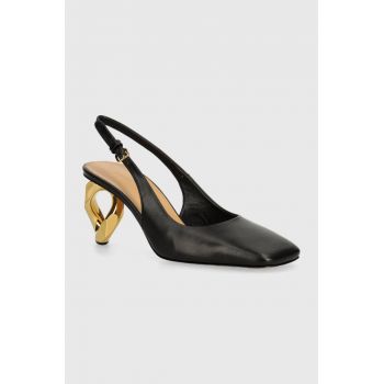 JW Anderson pantofi de piele Chain Heel culoarea negru, cu toc drept, cu toc deschis, ANW43022A