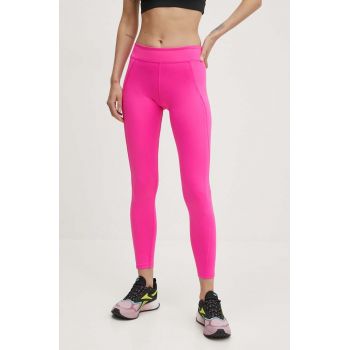 Reebok leggins de antrenament Lux Contour culoarea roz, neted, 100076336