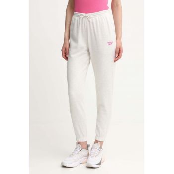 Reebok pantaloni de trening culoarea gri, melanj, 100075996