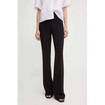 Theory pantaloni femei, culoarea negru, evazati, high waist, G0709216