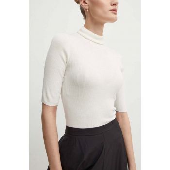 Theory pulover de lana femei, culoarea bej, light, cu turtleneck, J1111703