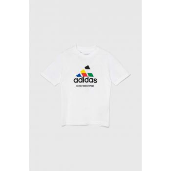 adidas tricou de bumbac pentru copii TIRO NATIONS T culoarea alb, cu imprimeu, IW8148