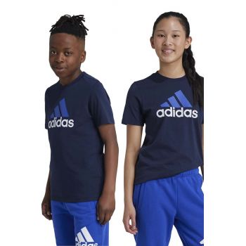 adidas tricou de bumbac pentru copii U BL 2 TEE culoarea albastru marin, cu imprimeu, IX9529