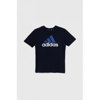 adidas tricou de bumbac pentru copii U BL 2 TEE culoarea albastru marin, cu imprimeu, IX9529