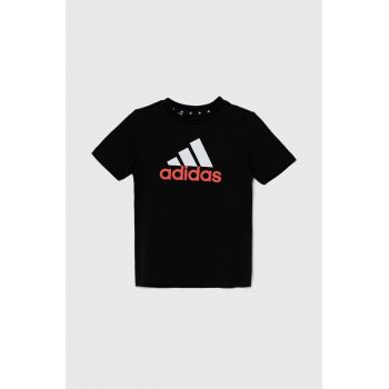 adidas tricou de bumbac pentru copii U BL 2 TEE culoarea negru, cu imprimeu, IV7324