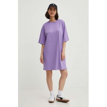 HUGO rochie din bumbac culoarea violet, mini, oversize, 50521254