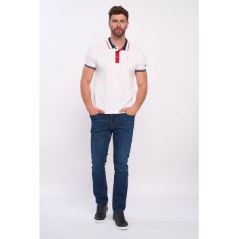 Tricou polo cu detalii contrastante