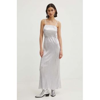 Never Fully Dressed rochie Luna culoarea argintiu, maxi, evazati, NFDDR1400