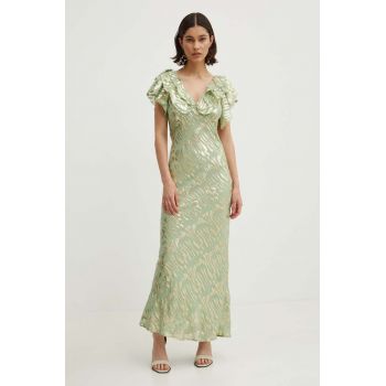 Never Fully Dressed rochie Tilda Dress culoarea verde, maxi, evazati, NFDDR1350