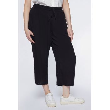 Pantaloni crop drepti cu snururi