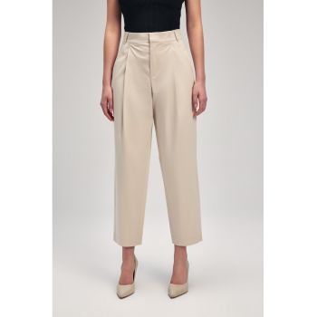 Pantaloni crop eleganti cu croiala conica