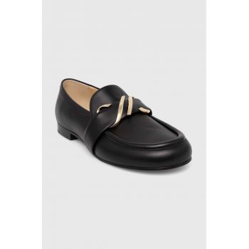 Proenza Schouler mocasini de piele Monogram femei, culoarea negru, cu toc plat, PS42231A