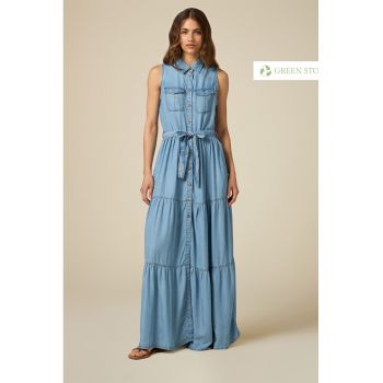 Rochie maxi din chambray de lyocell