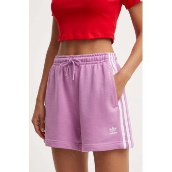adidas Originals pantaloni scurti femei, culoarea roz, cu imprimeu, high waist, IY2155