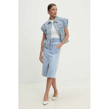 Answear Lab fusta jeans midi, drept