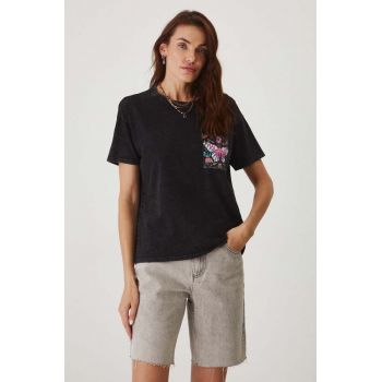 Medicine tricou din bumbac femei, culoarea negru