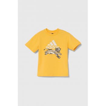 adidas tricou copii x Disney culoarea galben, cu imprimeu, IY7699