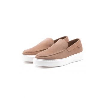 Pantofi loafer din piele intoarsa cu varf rotund