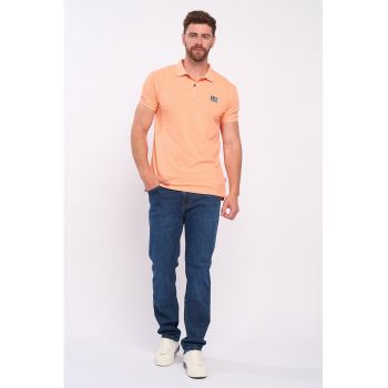 Tricou polo de bumbac cu fenta cu nasturi