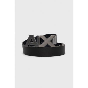 Armani Exchange Curea de piele bărbați, culoarea negru