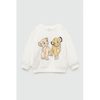 Bluza de trening cu maneci cazute si imprimeu cu desene Lion