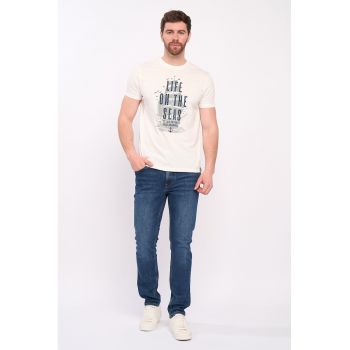 Tricou de bumbac cu imprimeu text si grafic