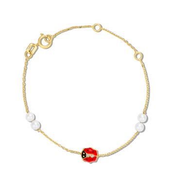 Bratara din aur 14K pentru copii Ladybug and Pearls