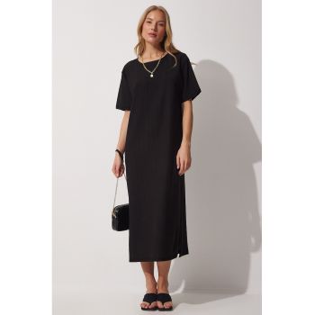 Rochie midi lejera cu slituri laterale