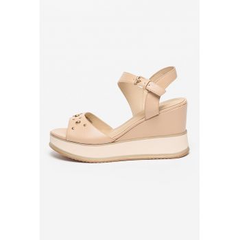 Sandale wedge de piele ecologica Desy