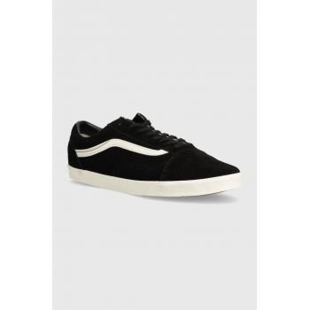 Vans tenisi din piele intoarsa Old Skool Lowpro culoarea negru, VN000D0E1KP1