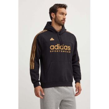 adidas bluza Tiro barbati, culoarea negru, cu glugă, cu imprimeu, IW8869