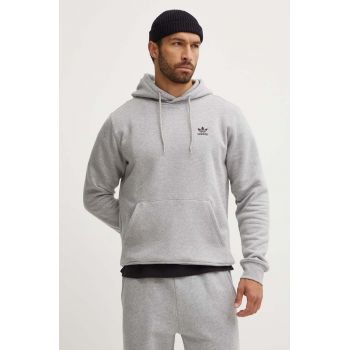 adidas Originals bluză Essential bărbați, culoarea gri, cu glugă, melanj, IY4920