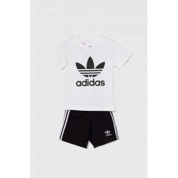 adidas Originals set de bumbac pentru bebelusi SHORT TEE SET culoarea alb, JE0521