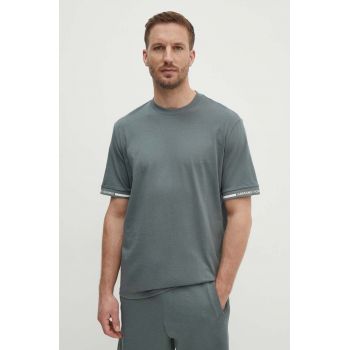 Armani Exchange tricou din bumbac barbati, culoarea verde, neted