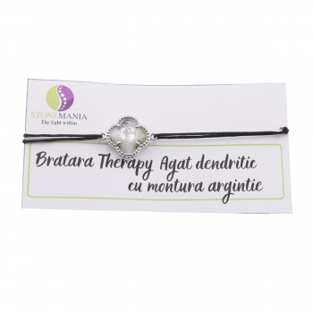 Bratara therapy agat dendritic trifoi cu montura argintie