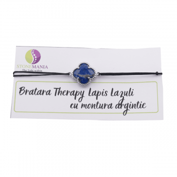 Bratara therapy lapis lazuli trifoi cu montura argintie