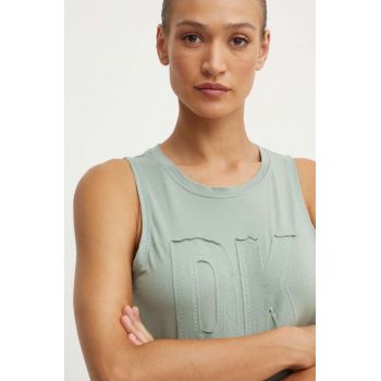 Dkny top din bumbac culoarea verde ieftin