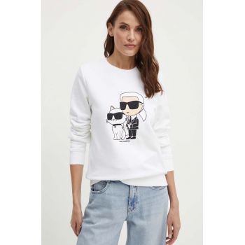 Karl Lagerfeld bluza femei, culoarea alb, cu imprimeu