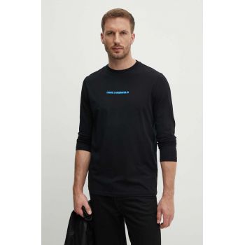 Karl Lagerfeld longsleeve barbati, culoarea negru, cu imprimeu, 543221.755406