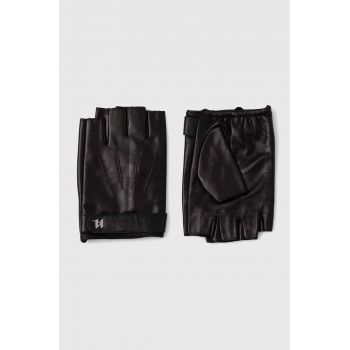 Karl Lagerfeld manusi de piele barbati, culoarea negru, 245M3601