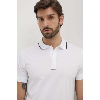 Karl Lagerfeld polo de bumbac culoarea alb, neted, 542200.745002