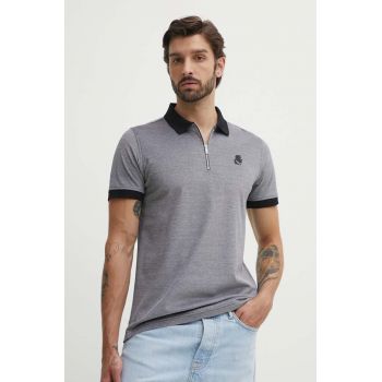 Karl Lagerfeld polo de bumbac culoarea gri, modelator, 542204.745004