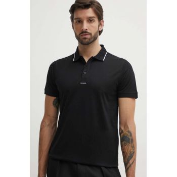 Karl Lagerfeld polo de bumbac culoarea negru, neted, 542200.745002