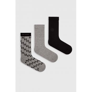 Karl Lagerfeld șosete 3-pack K/MONOGRAM bărbați, culoarea gri, 245M6004