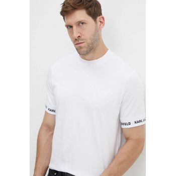 Karl Lagerfeld tricou barbati, culoarea alb, neted