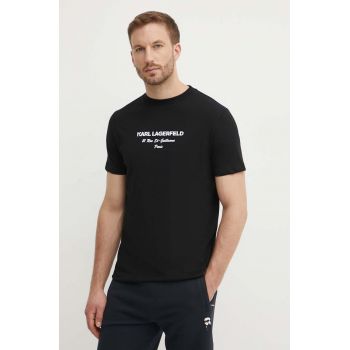 Karl Lagerfeld tricou din bumbac barbati, culoarea negru, cu imprimeu, 542224.755056