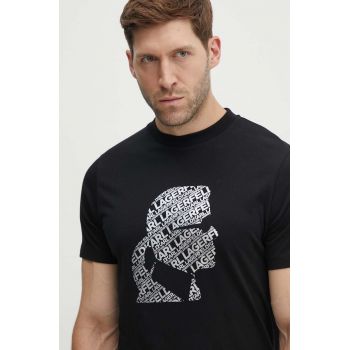 Karl Lagerfeld tricou din bumbac barbati, culoarea negru, cu imprimeu, 542224.755082