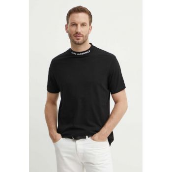 Karl Lagerfeld tricou din bumbac barbati, culoarea negru, neted, 542224.755159